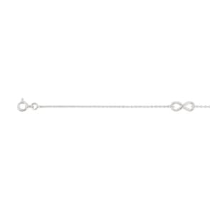 Chaîne de Cheville Argent 925 rhodié 26cm, Infinity