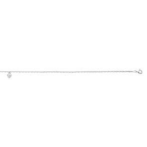 Fusskette 925 Silber rhodiniert mit Zirkonia 26cm, Herz