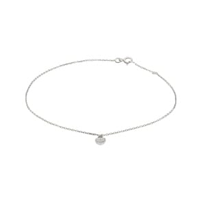 Fusskette 925 Silber rhodiniert mit Zirkonia 26cm, Herz