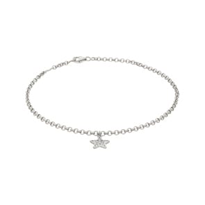 Fusskette 925 Silber rhodiniert mit Zirkonia 26cm, Stern