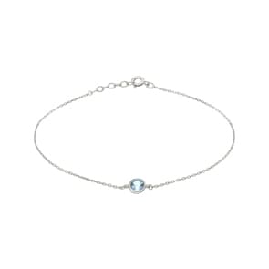 Fusskette 925 Silber rhodiniert mit Zirkonia blau 26cm