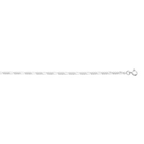 Chaîne de Cheville figaro 3+1 Argent 925 rhodié 26cm