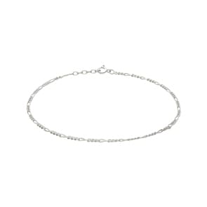 Fusskette Figaro 3+1 925 Silber rhodiniert 26cm