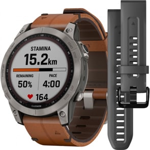 Garmin Fenix 7 Sapphire Solar Cuir marron