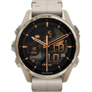 Garmin Fenix 8 - 43mm AMOLED Sapphire Softgold / Leder Kalkstein