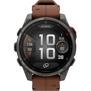 Garmin Fenix 8 Pro - 47mm AMOLED Sapphire Carbongrau / Leder braun