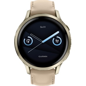 Garmin Venu 4 - 41mm Beige / Lunargold mit Lederarmband