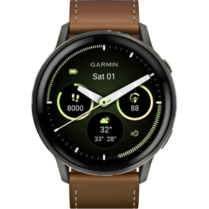 Garmin Venu 4 - 45mm Schwarz mit Lederarmband