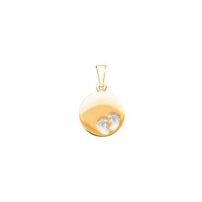 Gravuranhänger 750/18 K Gelbgold, Babyfüsse