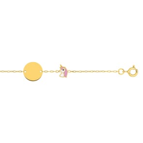 Gravurarmband 375/9 K Gelbgold rund mit Einhorn