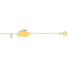 Gravurarmband 375/9 K Gelbgold Wolke mit Süsswasserzuchtperle