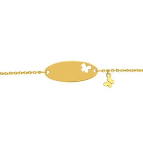 Gravurarmband 750/18 K Gelbgold 1.2mm, Schmetterling