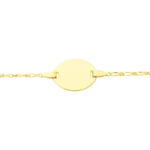 Gourmette bébé or jaune 750/18 ct 1.4mm, Plaque ronde