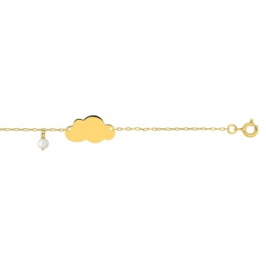 Gravurarmband 750/18 K Gelbgold Wolke mit Süsswasserzuchtperle
