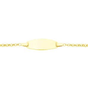 Gravurarmband Anker 750/18 K Gelbgold 1.6mm, ovale Plakette - 13cm
