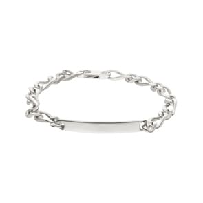 Gravurarmband Figaro 1+1 4-seitig 925 Silber rhodiniert 6.0mm
