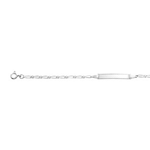 Gravurarmband Figaro 1+1 925 Silber rhodiniert 1.9mm