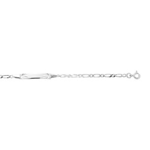 Gravurarmband Figaro 1+1 925 Silber rhodiniert 2.6mm
