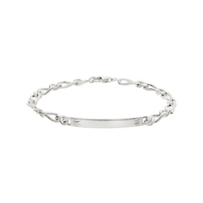 Gravurarmband Figaro 1+1 925 Silber rhodiniert 4.4mm