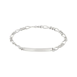 Bracelet figaro 2+1 4 faces à graver Argent 925 rhodié 3.0mm
