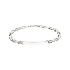 Gravurarmband Figaro 2+1 4-seitig 925 Silber rhodiniert 4.0mm