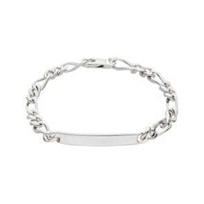 Bracelet figaro 2+1 4 faces à graver Argent 925 rhodié 5.0mm