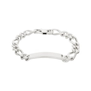 Bracelet figaro 2+1 4 faces à graver Argent 925 rhodié 8.0mm