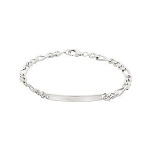 Bracelet figaro 3+1 4 faces à graver Argent 925 rhodié 3.0mm