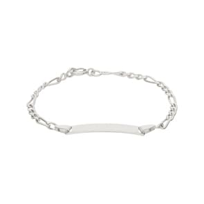 Gravurarmband Figaro 3+1 925 Silber rhodiniert 2.7mm