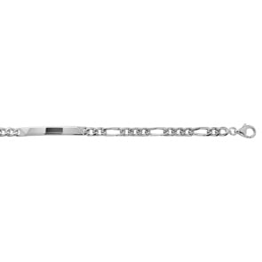 Gravurarmband Figaro 3+1 925 Silber rhodiniert 4.1mm