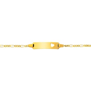 Bracelet pour enfants or jaune 750/18 ct 2.0 mm, Cœur