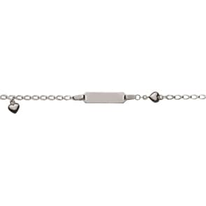 Bracelet d'identité pour enfants or gris 750/18 ct 2.2 mm, Cœur