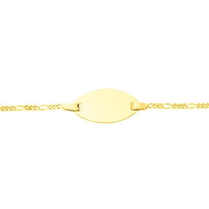 Gravurarmband Stäbchenpanzer 750/18 K Gelbgold 1.7mm, ovale Plakette - 13cm