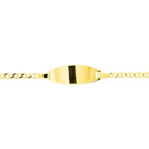 Gravurarmband Stäbchenpanzer 750/18 K Gelbgold 2.0mm, ovale Plakette - 13cm