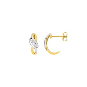 Halbcreolen 375/9 K Gelbgold bicolor mit Zirkonia
