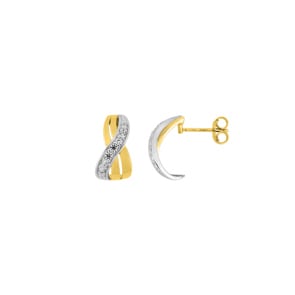 Halbcreolen 375/9 K Gelbgold bicolor mit Zirkonia