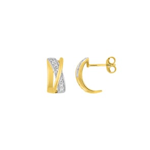 Halbcreolen 375/9 K Gelbgold bicolor mit Zirkonia