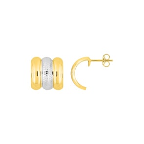 Halbcreolen 750/18 K Gelbgold bicolor
