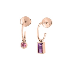 Halbcreolen 750/18 K Roségold mit Amethyst & rosa Turmalin