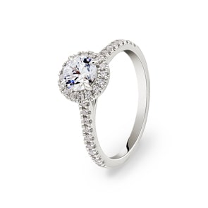 Halo Diamantring 750/18 K Weissgold, 0.99 ct G/si