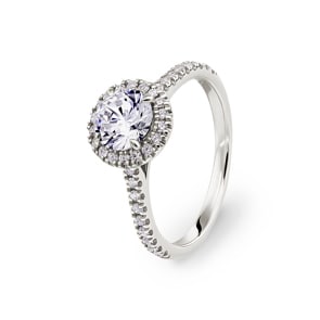 Halo Diamantring 750/18 K Weissgold, 1.31 ct G/si