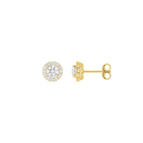 Halo Ohrstecker 375/9 K Gelbgold mit Lab Grown Diamanten 0.74 ct