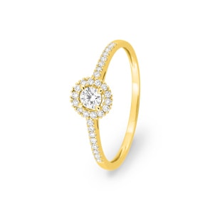 Halo Ring 375/9 K Gelbgold mit Lab Grown Diamanten 0.22 ct