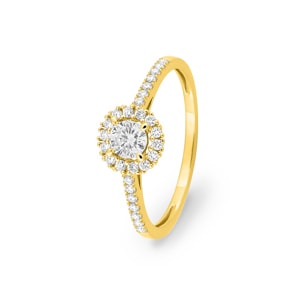 Halo Ring 375/9 K Gelbgold mit Lab Grown Diamanten 0.45 ct