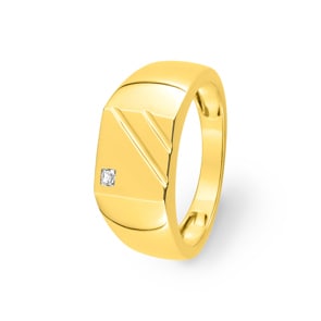 Herrenring 375/9 K Gelbgold mit Zirkonia