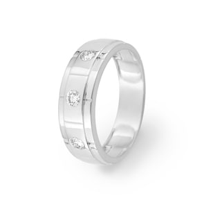 Herrenring 375/9 K Weissgold mit Lab Grown Diamanten 0.30 ct
