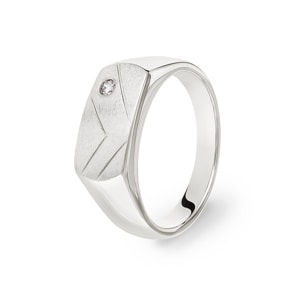 Herrenring 925 Silber rhodiniert mit Zirkonia 2.5mm