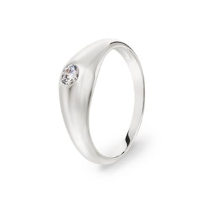 Herrenring 925 Silber rhodiniert mit Zirkonia 4mm