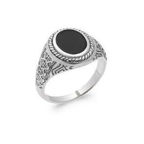 Herrenring Quantum 925 Silber mit schwarzem Achat