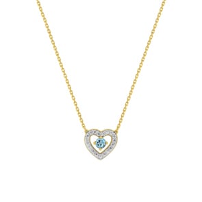 Herz Collier 375/9 K Gelbgold mit Blautopas & Zirkonia